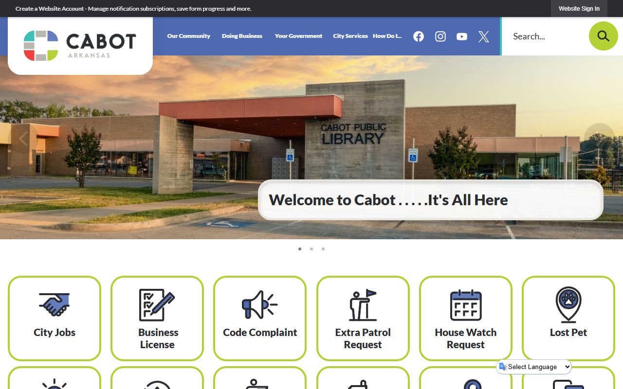 Cabot Police Department website used for Cabot Jail Roster questions