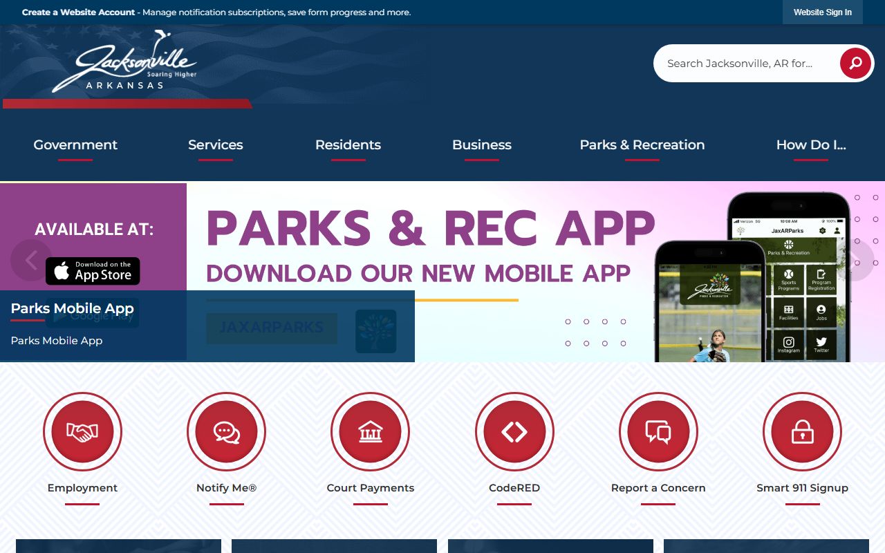 City of Jacksonville website used for Jacksonville Jail Roster questions