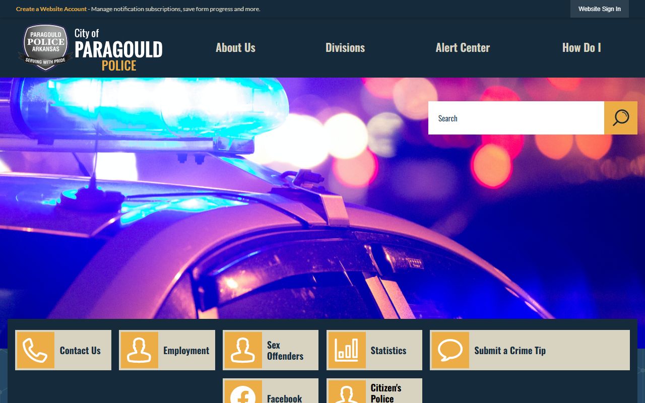 Paragould Police Department site used for Paragould Jail Roster questions