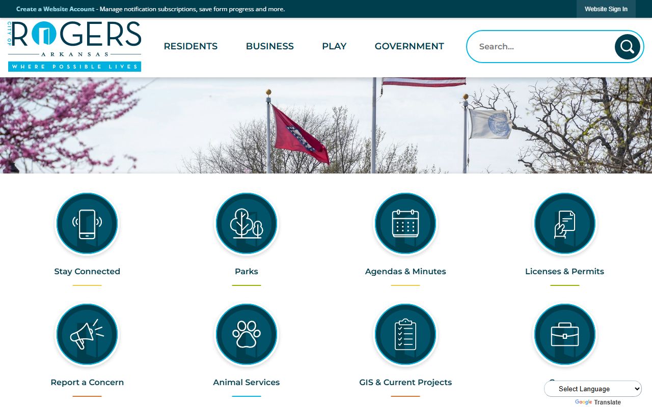 Rogers Police Department website used for Rogers Jail Roster city records