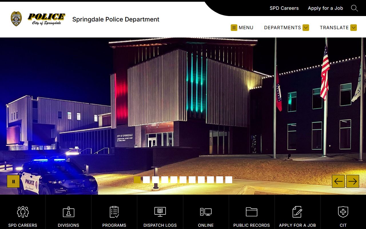 Springdale Police Department site used for Springdale Jail Roster questions