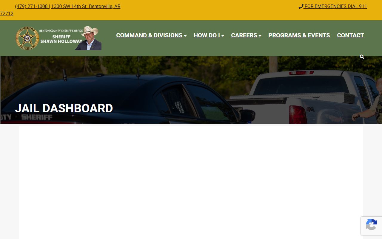 Benton County Jail Roster interactive dashboard for Arkansas inmate lookups