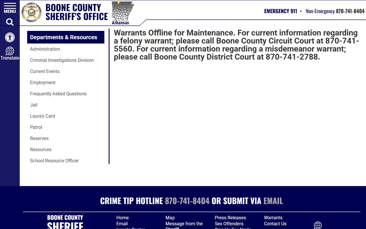 Boone County warrant search tied to the Boone County Jail Roster
