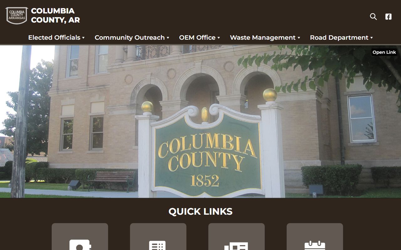 Columbia County Official Website with links tied to the Columbia County Jail Roster