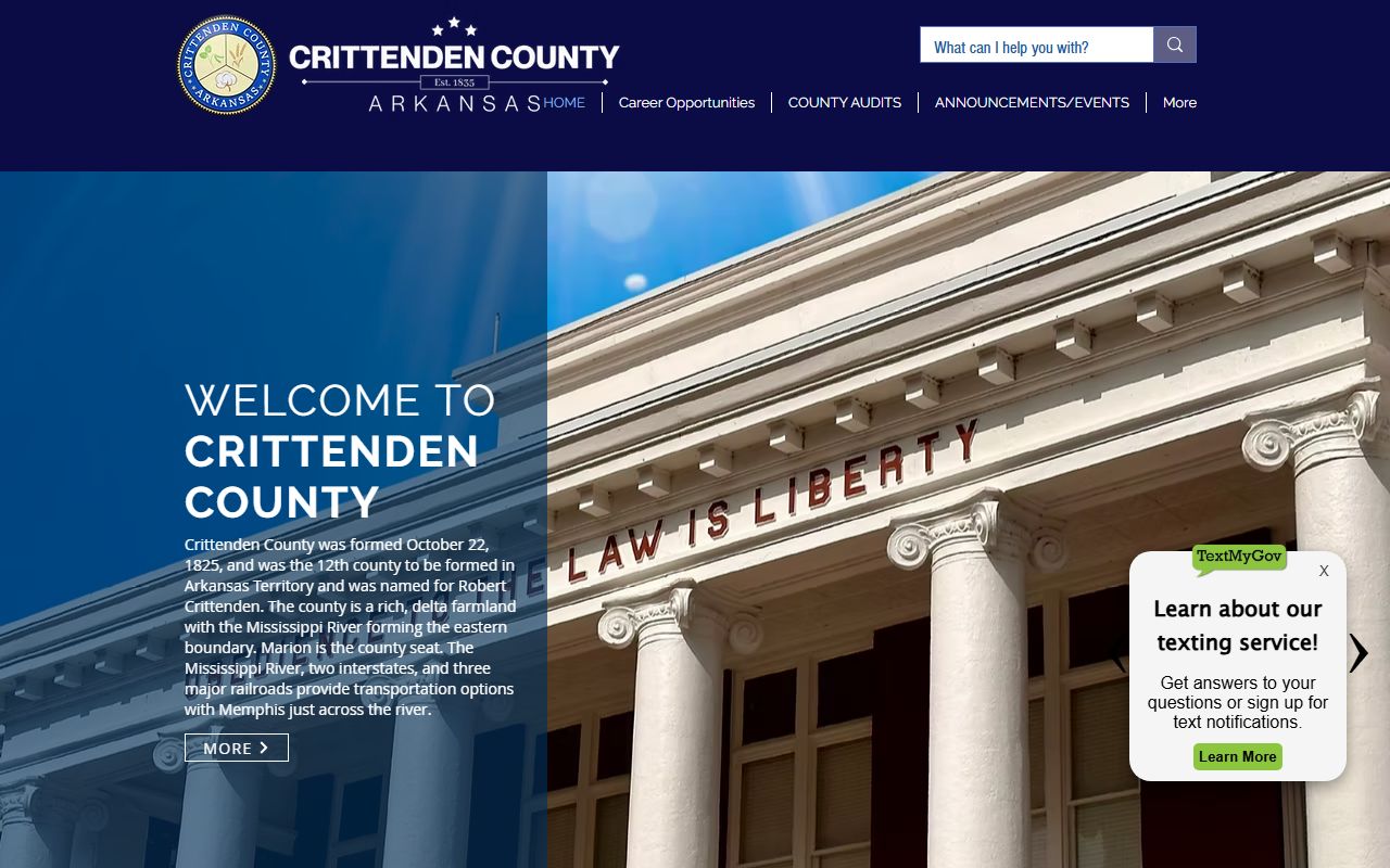 Crittenden County Official Website linked to the Crittenden County Jail Roster in Arkansas