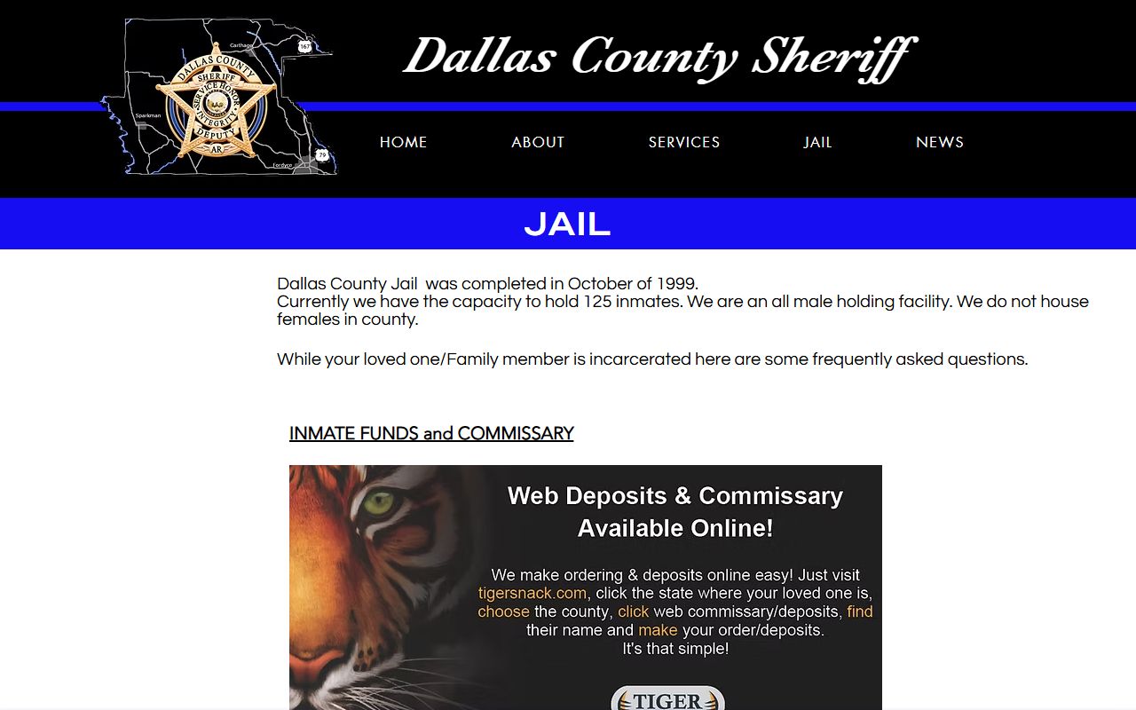 Dallas County Jail information page with rules tied to the Dallas County Jail Roster