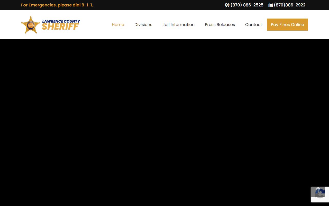 Lawrence County Sheriff Office website with Jail Roster link in Arkansas