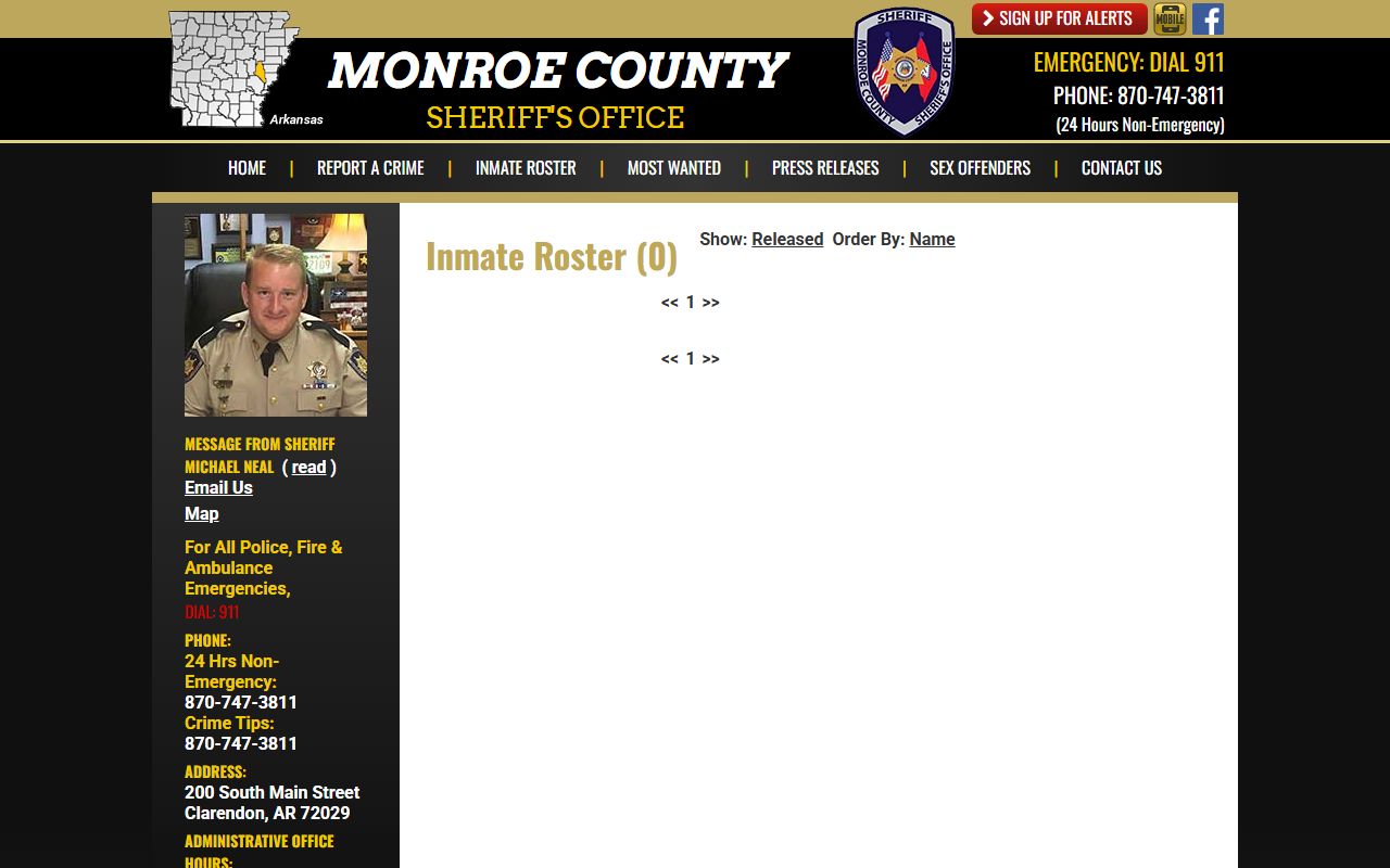 Lincoln County Inmate Roster layout with booking and charge detail