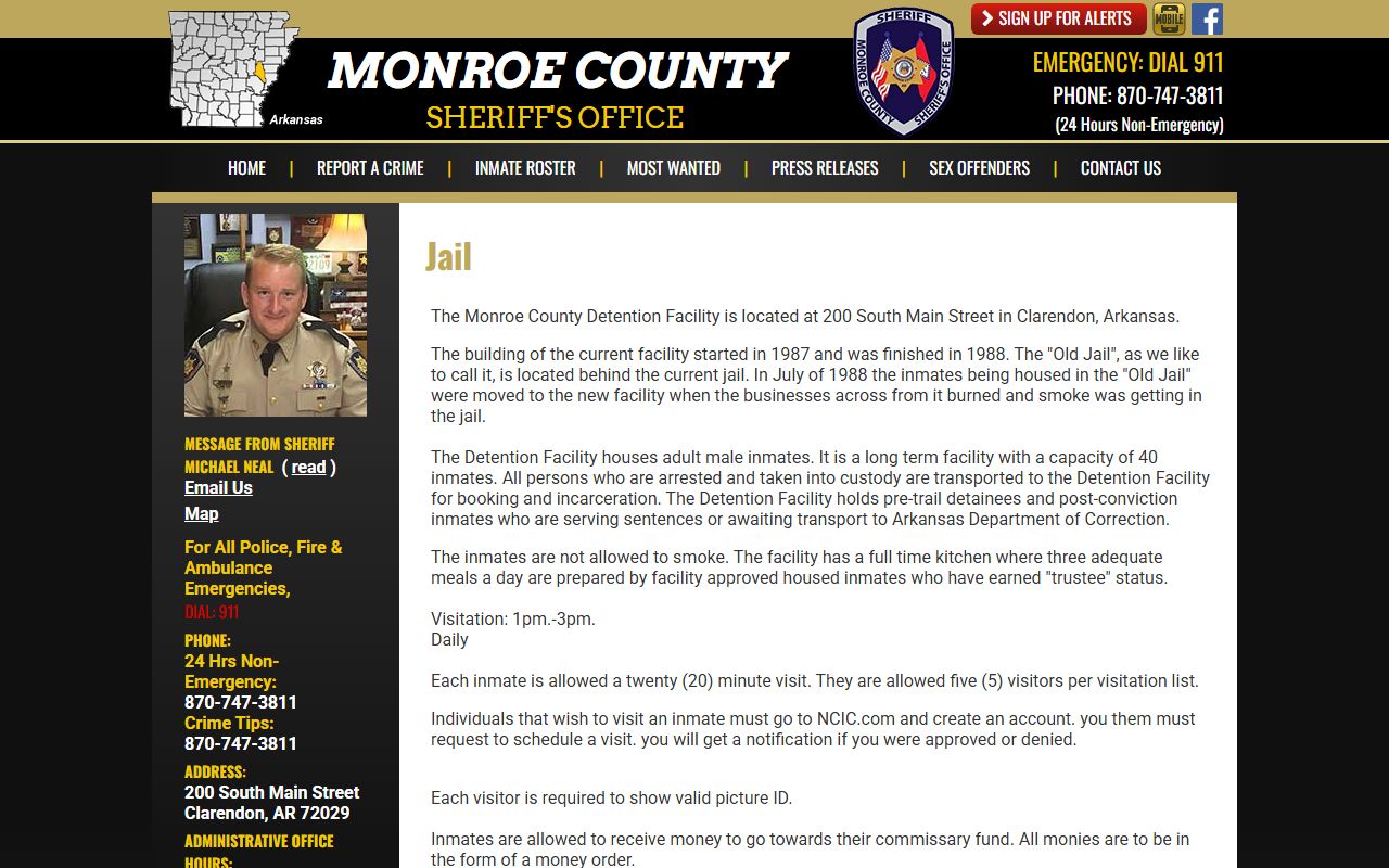 Lincoln County Jail information page with Lincoln County Jail Roster link
