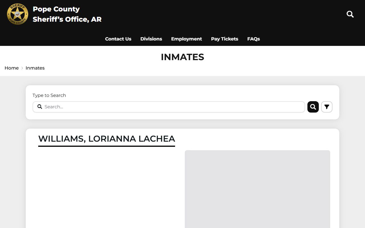 Pope County inmate roster portal linked to Russellville Jail Roster