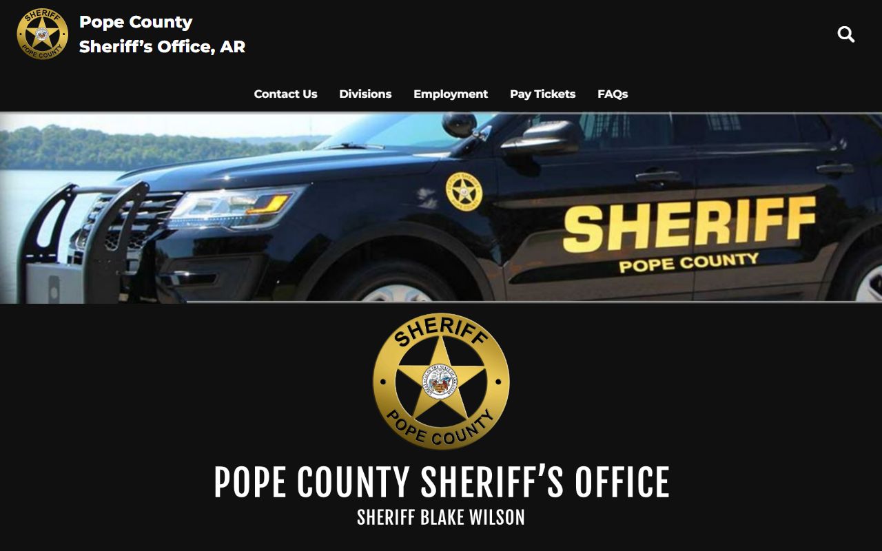Pope County Sheriff Office website with links to the Pope County Jail Roster