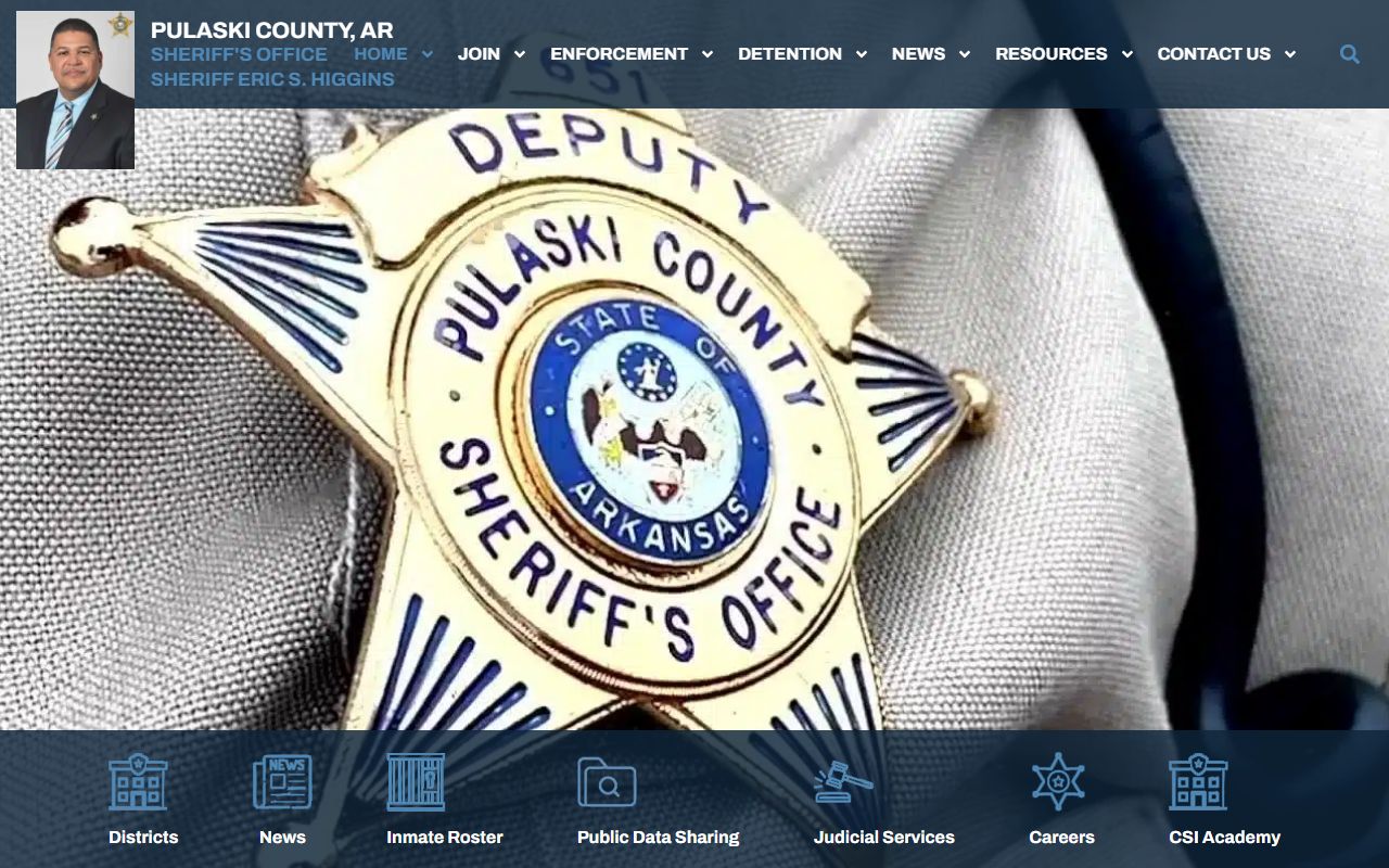 Pulaski County Sheriff Office website linked to the Pulaski County Jail Roster
