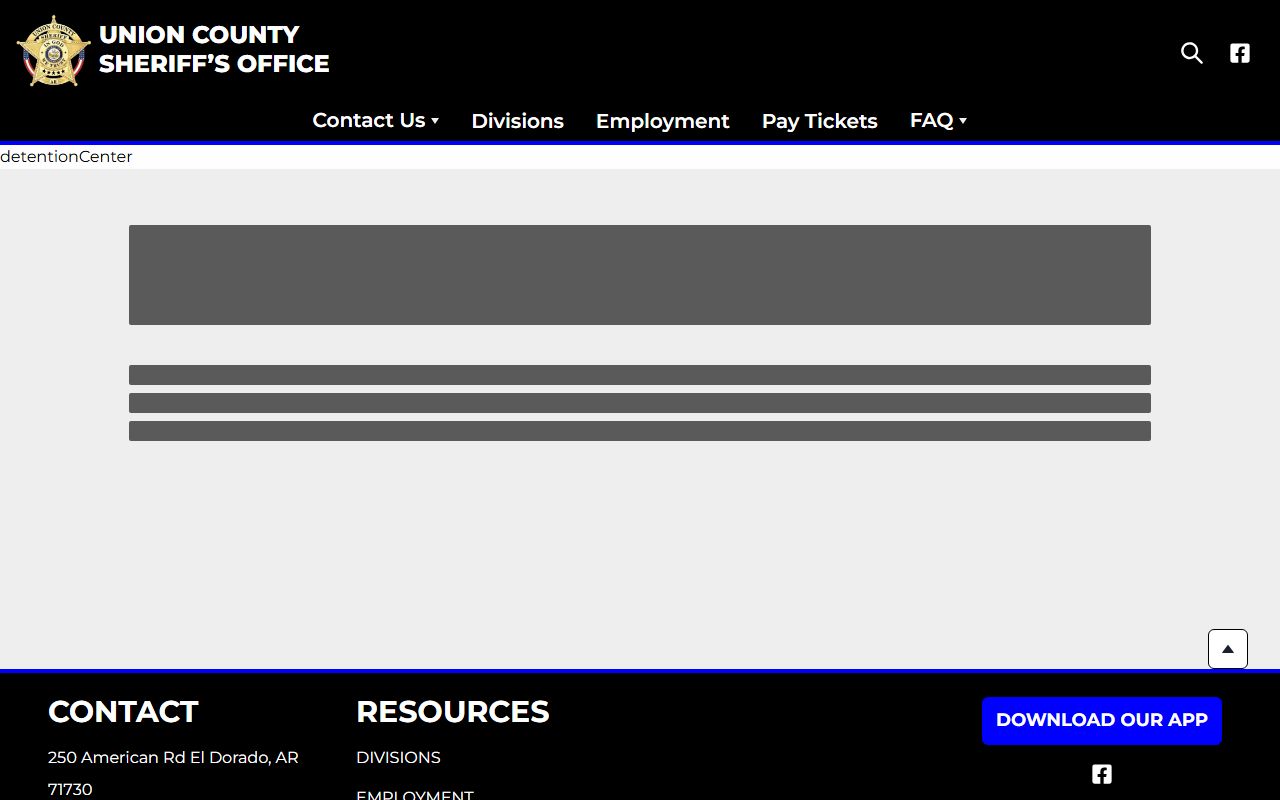 Union County Detention Center page tied to the Union County Jail Roster