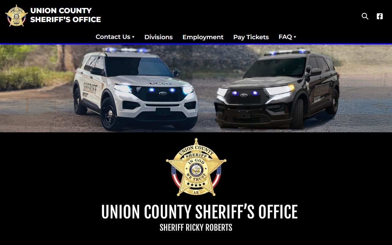 Union County Sheriff Office website with links to the Union County Jail Roster