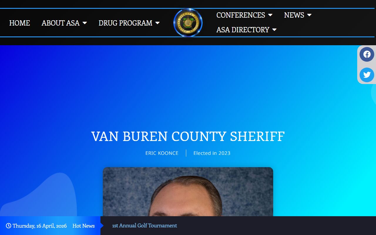 Arkansas Sheriffs Association page that links to the Van Buren County Jail Roster