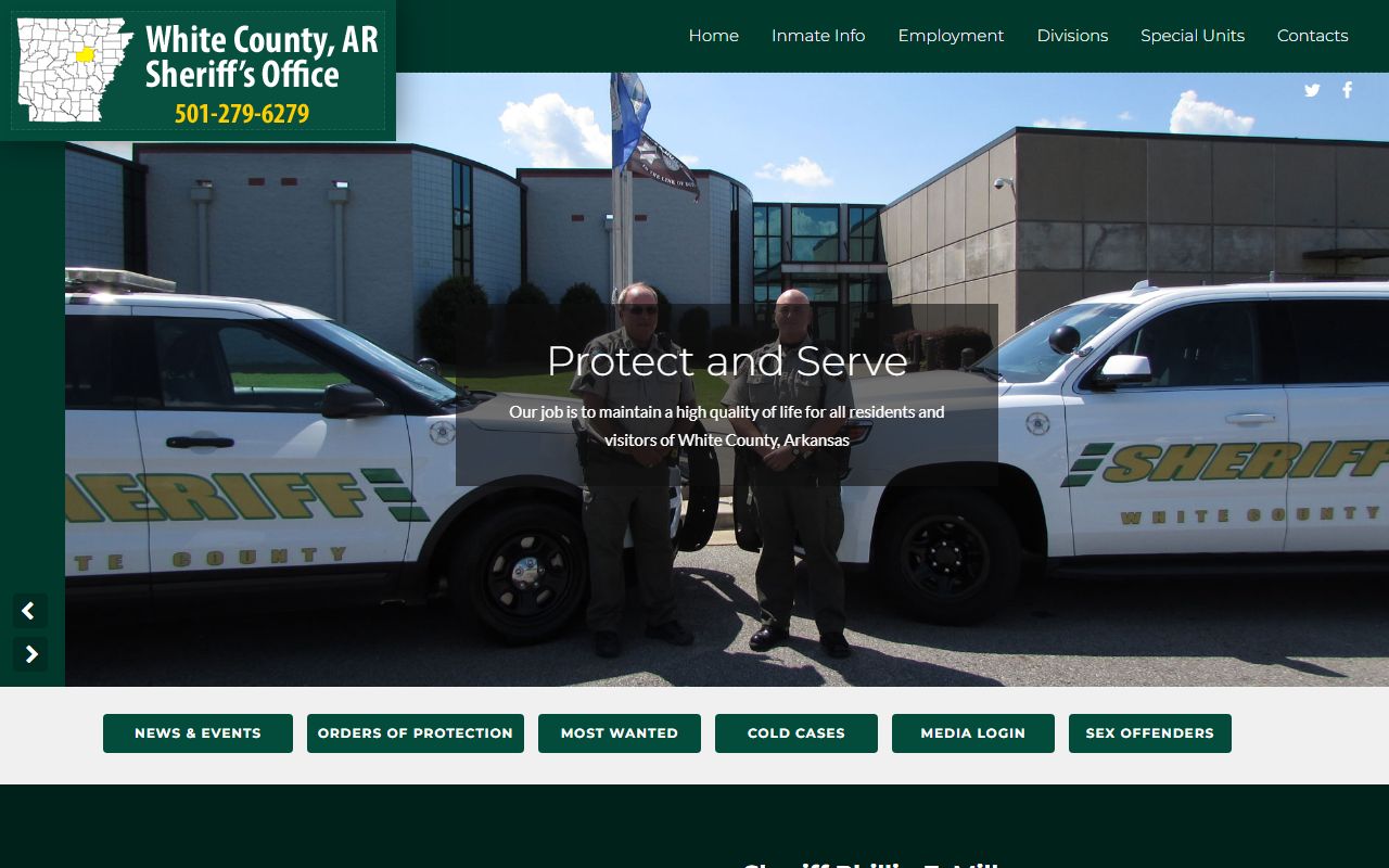 White County Sheriff Office website with links to the White County Jail Roster