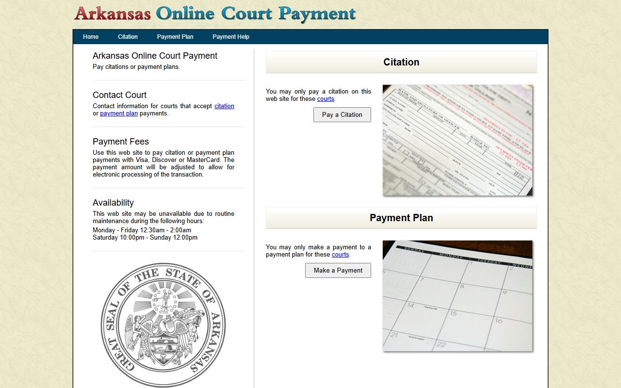 Arkansas court online payment portal for fines tied to Jail Roster cases